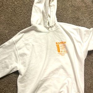 White hoodie ramen noodle sweatshirt XL